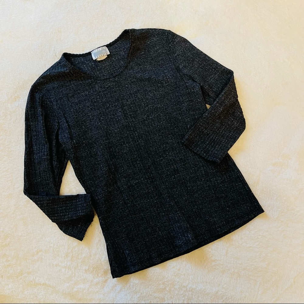Grey Ribber 3/4 Sleeve Top